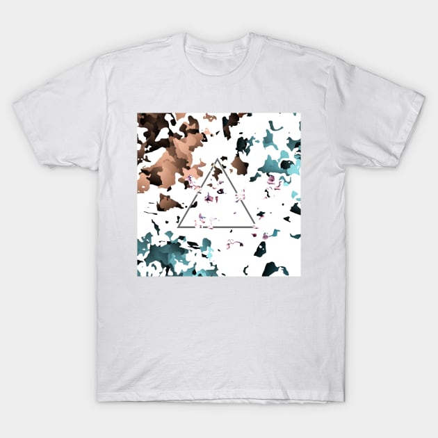 Abstract Brown and Blue with Triangle Shape T-Shirt by OneLook